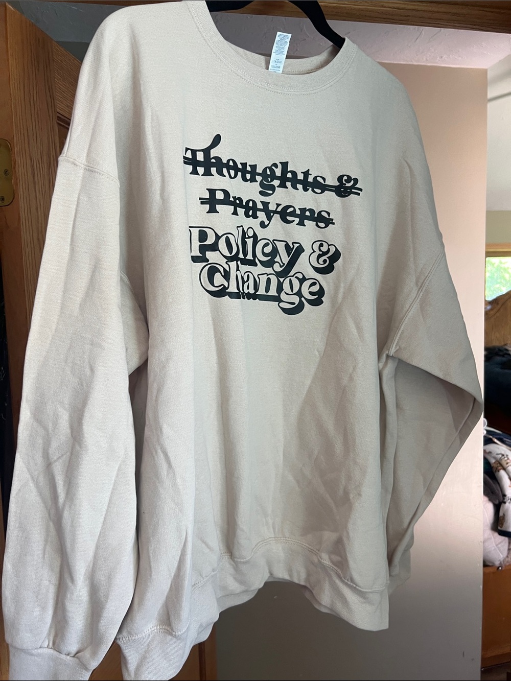 Men’s XXL custom Policy Change crew neck sweatshirt